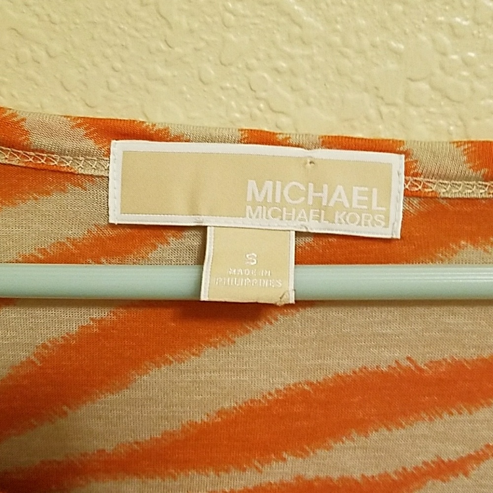 Michael Kors Orange and Tan Tiger Print Top - Picture 4 of 5