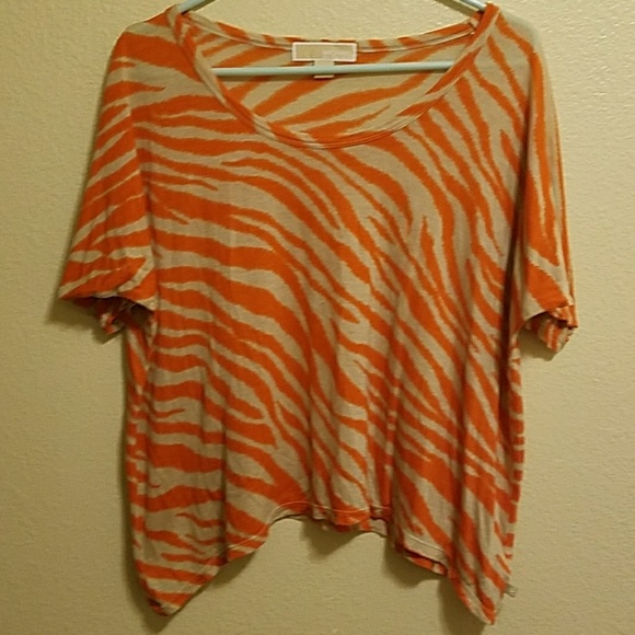 Michael Kors Orange and Tan Tiger Print Top - Picture 2 of 5