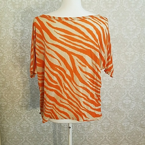 Michael Kors Orange and Tan Tiger Print Top - Picture 5 of 5