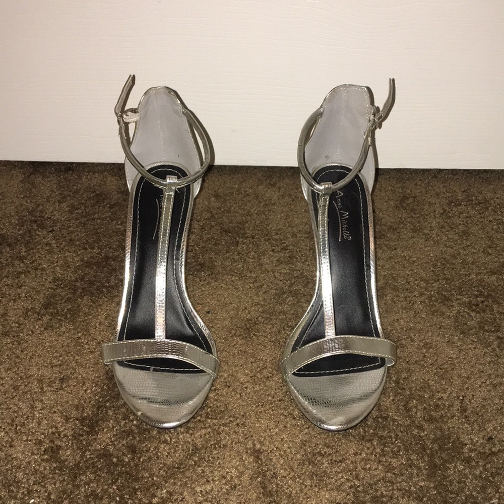 Sliver strappy heels