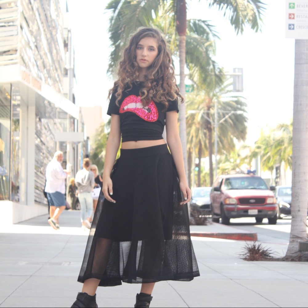 Women’s Black Mesh Skirt Holiday Party New Year Christmas Thanksgiving