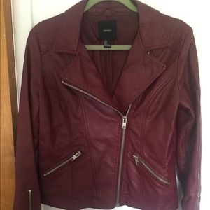 Burgundy faux leather jacket
