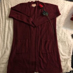 Long burgundy cardigan!