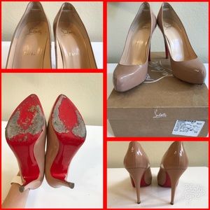 Christian Louboutin nude platform pump size 37.5