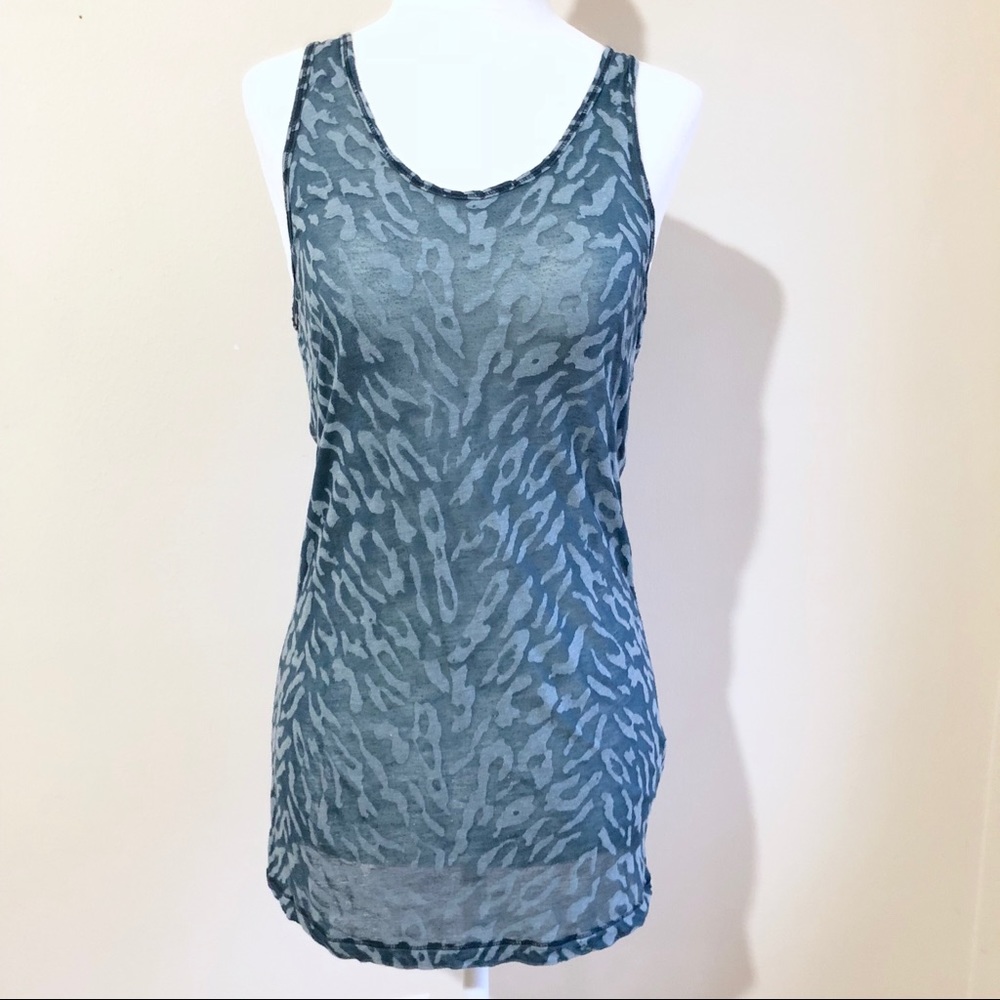 {MICHAEL STARS} Teal Leopard Burnout Tank
