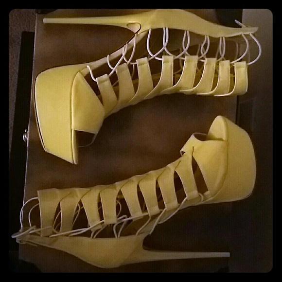 Shoes - Bright Green Tall High Heel Sandals