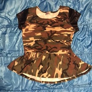 Camo Peplum Top