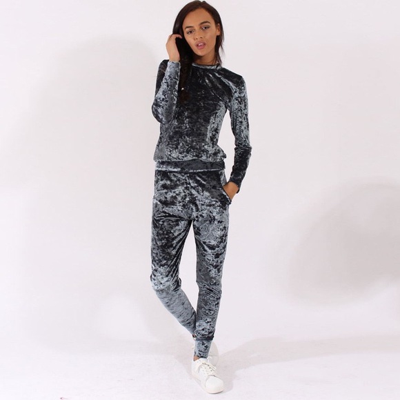 Sexy Health Grey Faux Velvet Two Piece Casual Set - Picture 3 of 8
