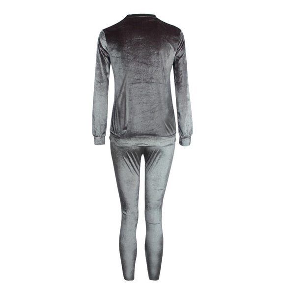 Sexy Health Grey Faux Velvet Two Piece Casual Set - Picture 6 of 8