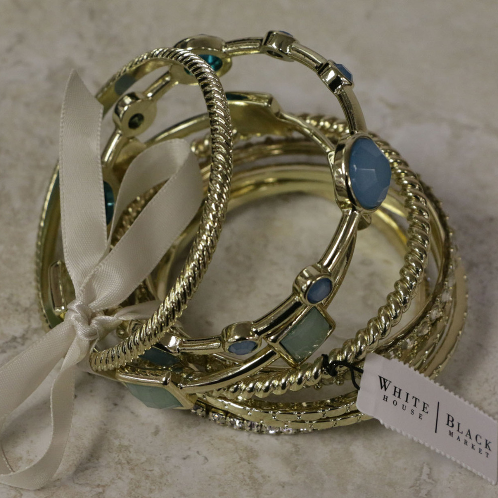 NWT set of 7 gold/ blue stone and crystals WHBMB27 - Picture 2 of 4