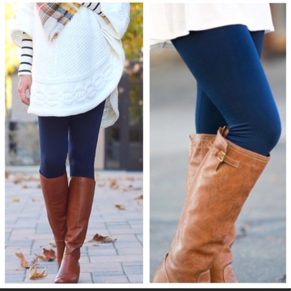 Navy tummy tuck fleece leggings ❄️