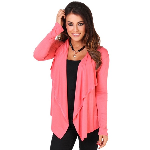 Just Like Friday Sweaters - Cute Coral Pink Casual Outwear