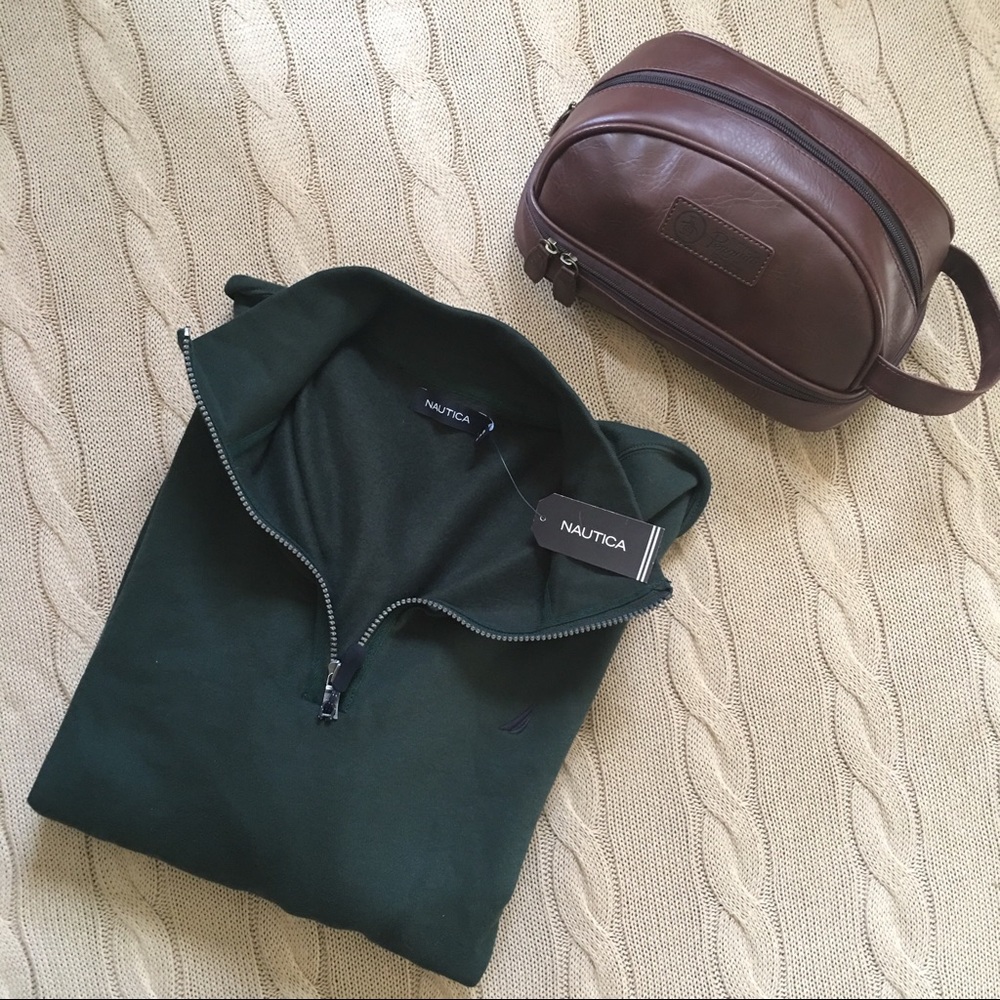 NWT🏷MEN'S NAUTICA LONG SLEEVE QUARTER ZIP POLO