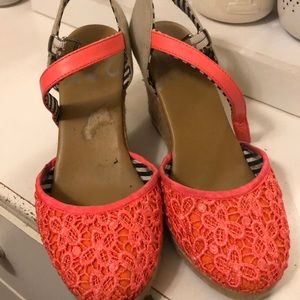 Coral Lace Wedges