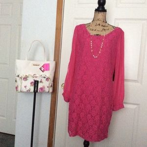 NEW.     Beautiful lace dress  fuchsia