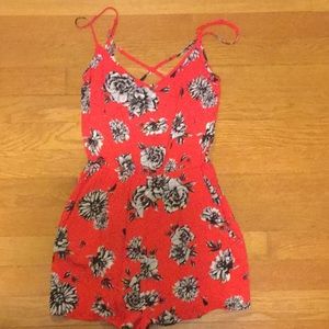 Red Floral Romper