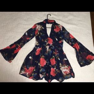 Floral long sleeve romper