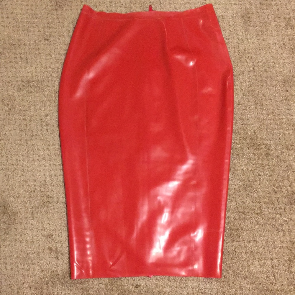 House of CB Red Latex Pencil Skirt