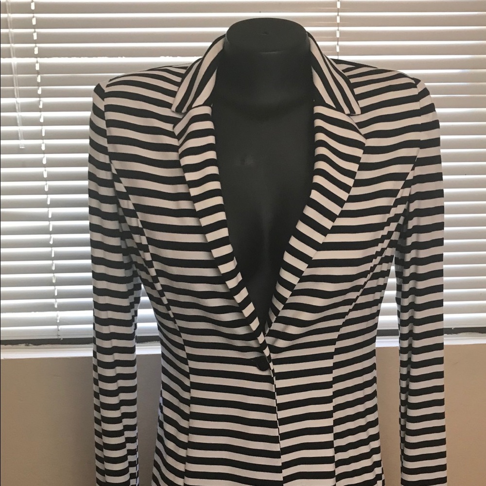 Striped knit blazer