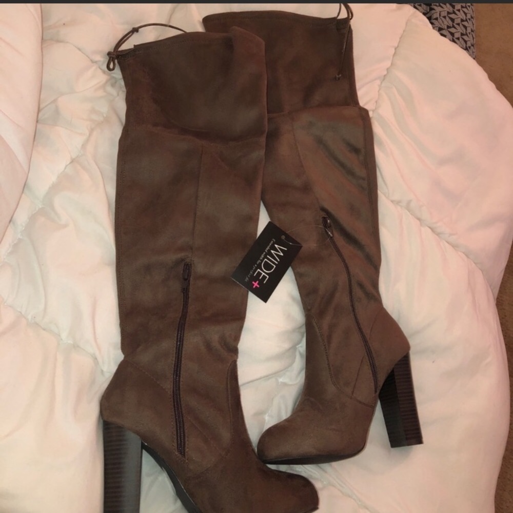 Brown wide calf boots