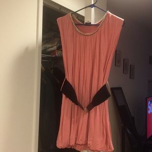 Salmon colored summer, flirty dress.