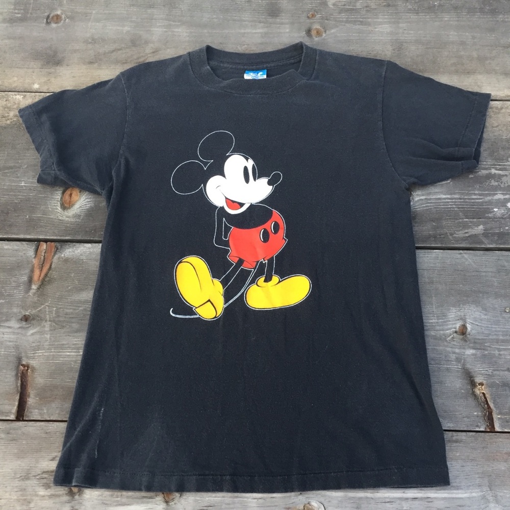 VTG 80s DISNEY MICKEY MOUSE BLK T-SHIRT SZ S