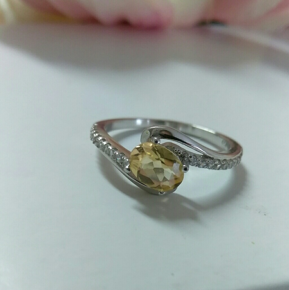 Natural Citrine Solid Italian Sterling Silver Ring