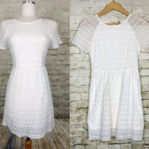 Free  People White lace sheath dress short sleeve