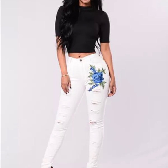 Embroidered stretchy Jeans - Picture 1 of 4
