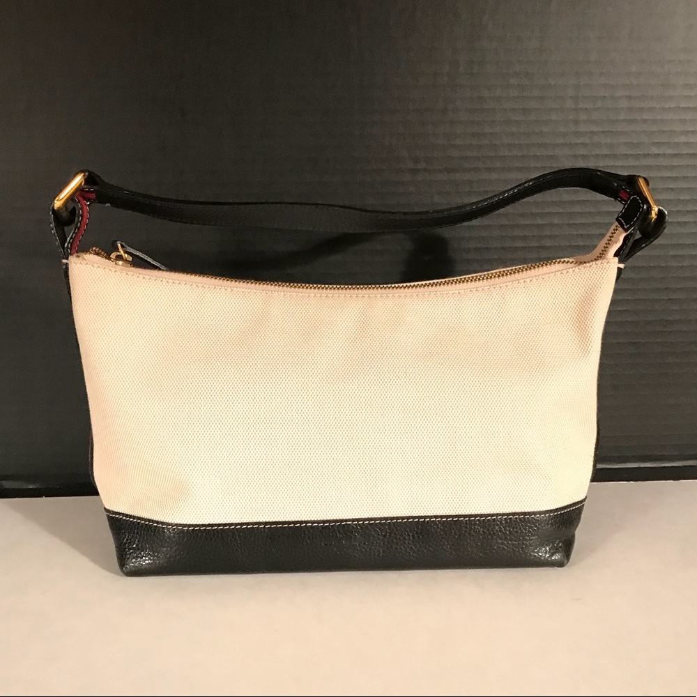 Kate spade beige canvas w/ black red leather strap