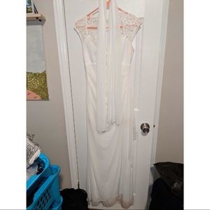 Wedding dress, veil, and corset combo