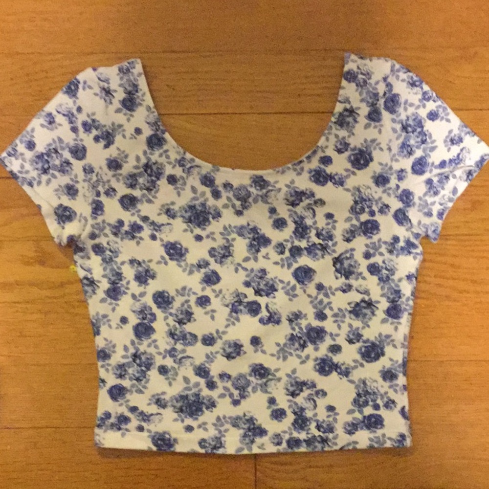 Blue Floral Crop Top