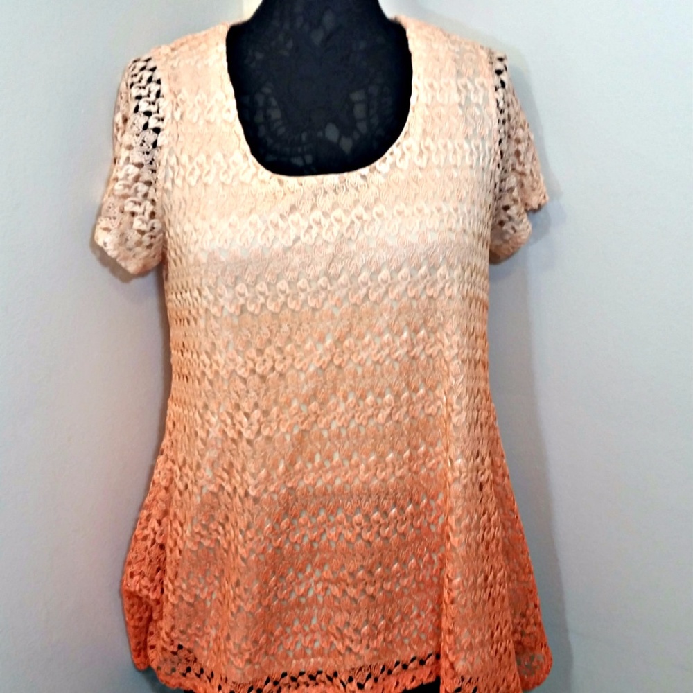 ELEMENTZ Womens Blouse Top Ombre Short Sleeve Size