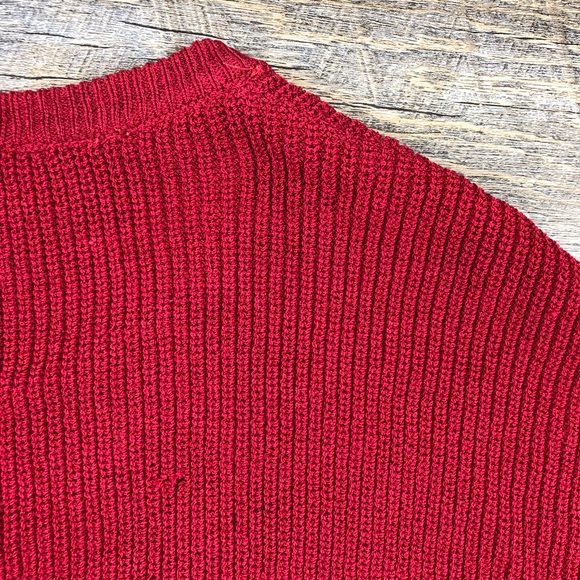 Red Vintage Oversized V-neck St John Sweater - Picture 6 of 8