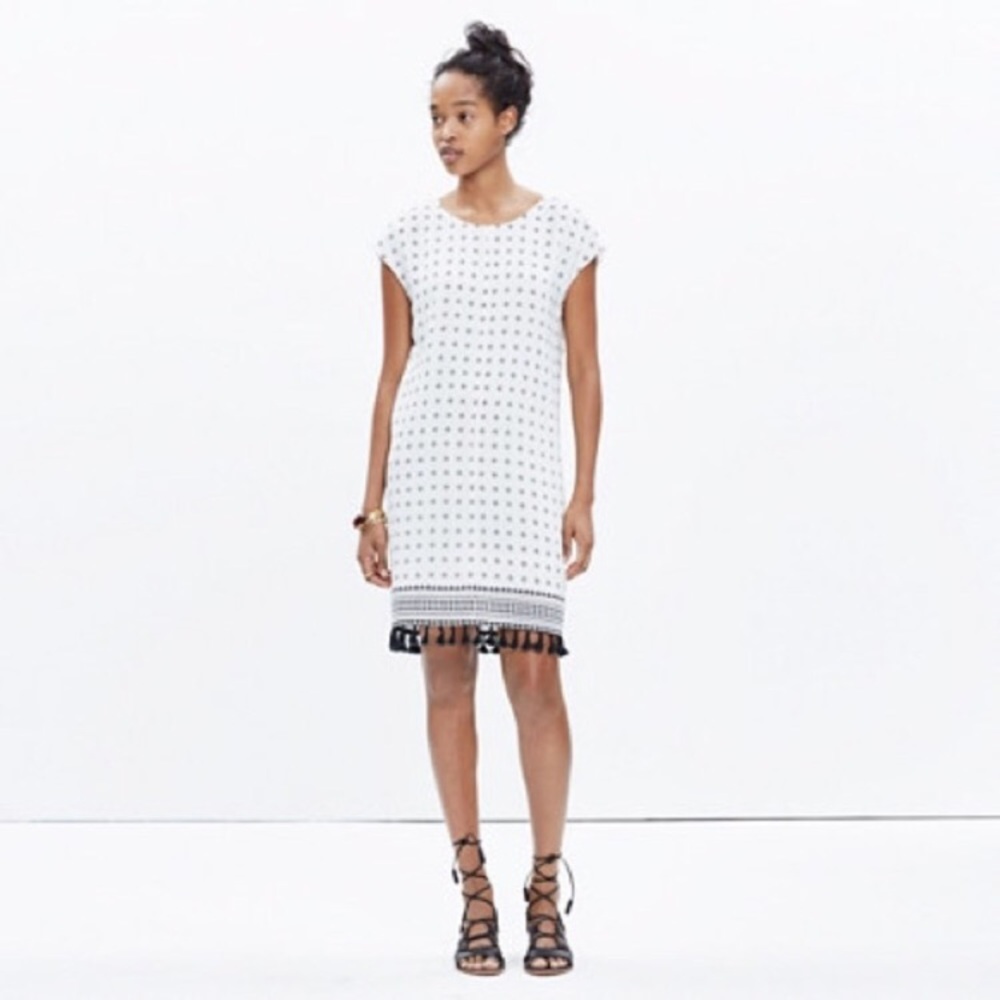 🚫🚫SOLD🚫🚫 Madewell scatterblock tassle dress