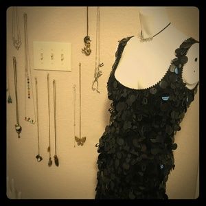 **BLACK PAYETTE** covered cocktail dress