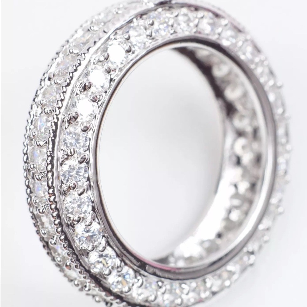 18k White Gold Filled CZ Ring -total ct 7.5 - Picture 2 of 5