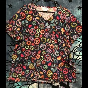 Peace sign Scrub Top