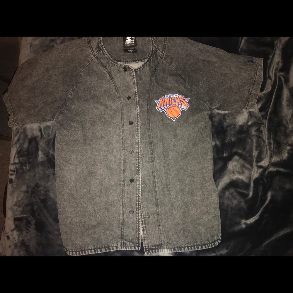 STARTER Knicks Black Wash Denim Shirt UNISEX