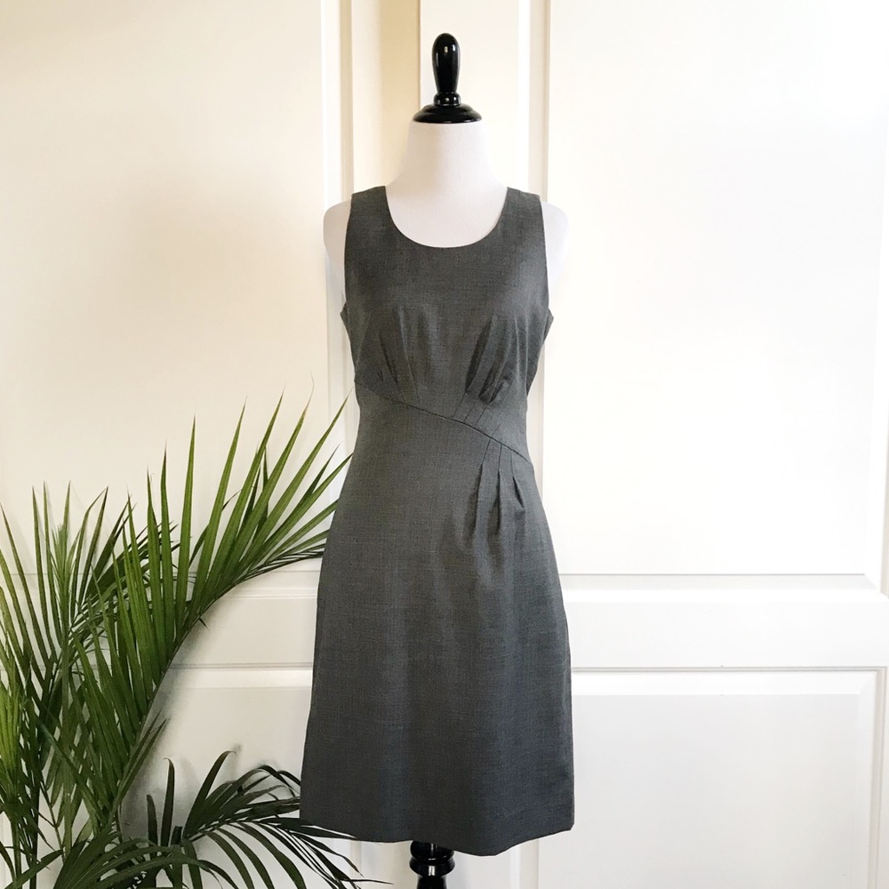 J. Crew Gray Pleated Wool Sheath Dress