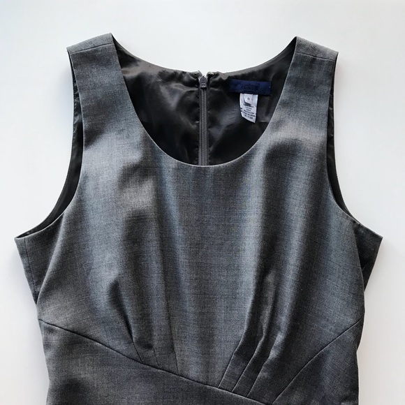 J. Crew Gray Pleated Wool Sheath Dress - Picture 2 of 6