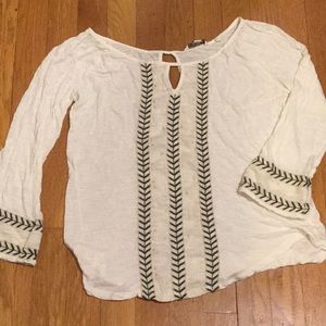 American Eagle Long Sleeve Embroidered Top