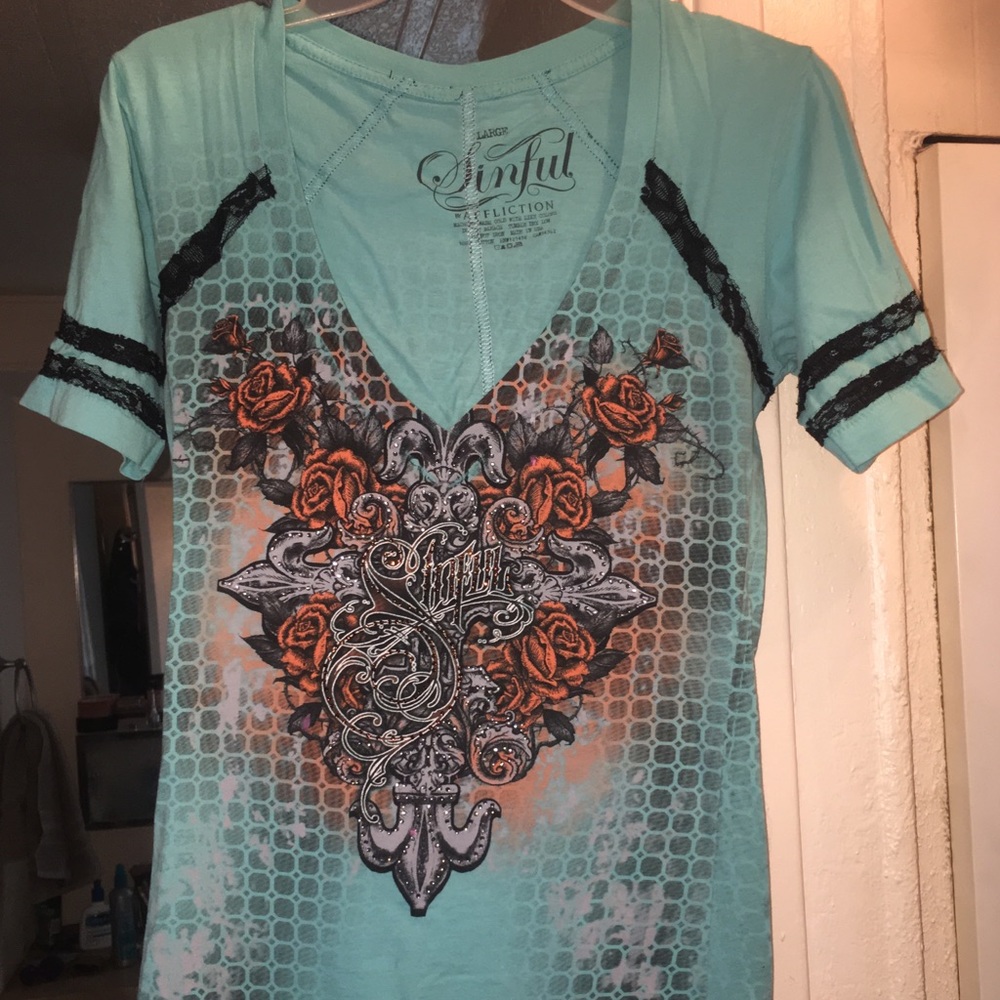 Sinful by Affliction Quarter Length Tee