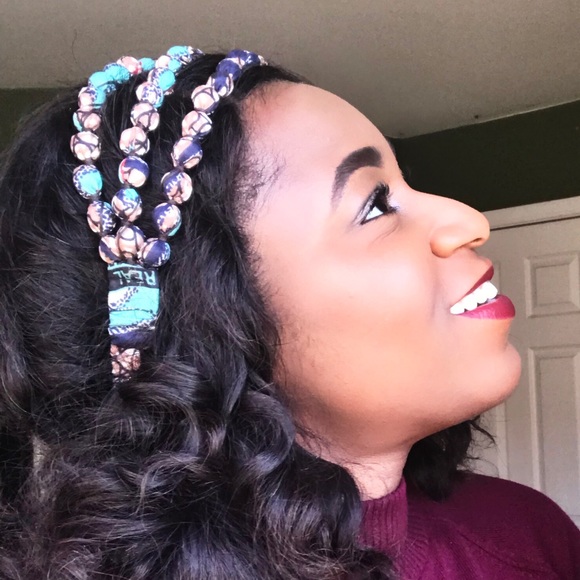 π©HPπ©-African Print Womenβs Beaded Head Band - Picture 2 of 8