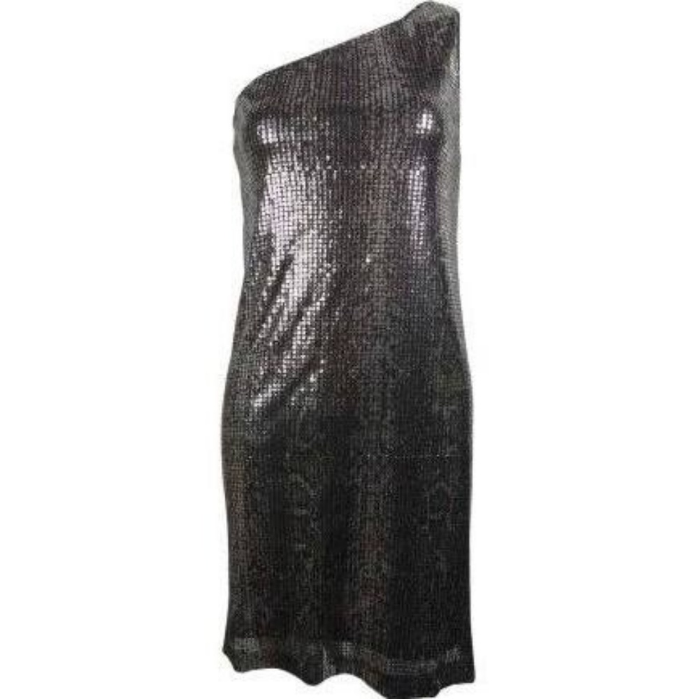 Aqua Women's Square Sequined One Shoulder Dress 4