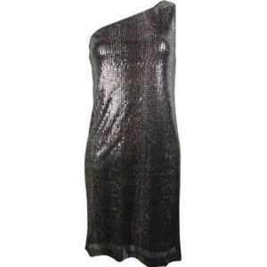 Aqua Women's Square Sequined One Shoulder Dress 4