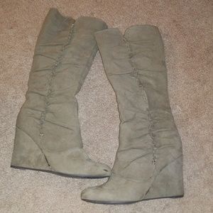 Tan calf high boots