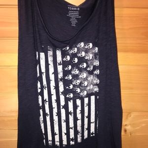 Torrid Women’s Tank Top-Blue w/ Skull Flag-Size 4