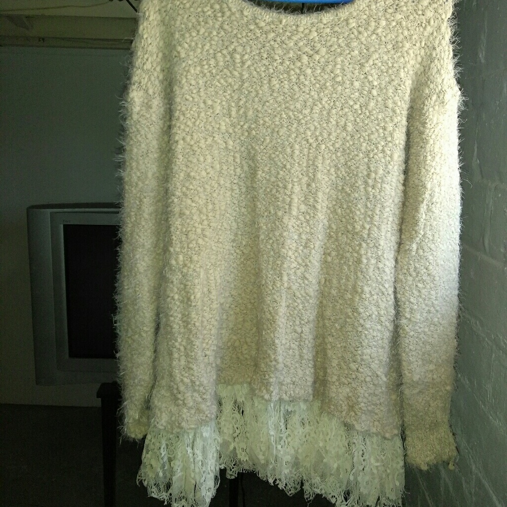 Soft cotton lace sweater