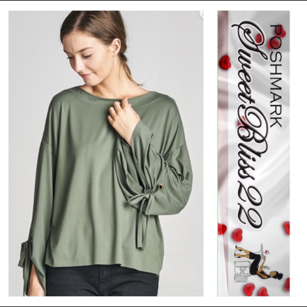 💋Olive Round Neck Boxy Top💋 - Picture 2 of 3